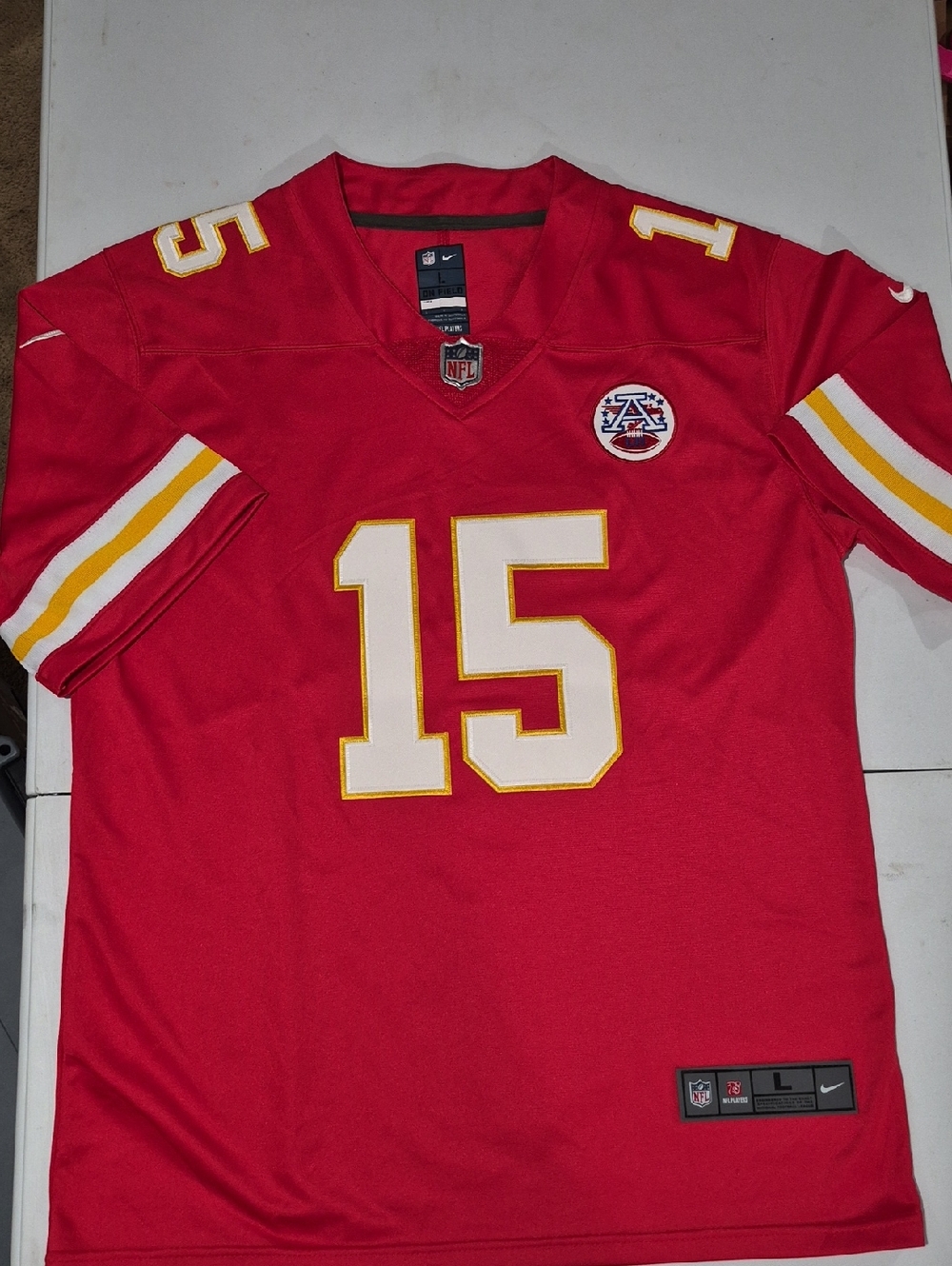 Nike Red Football Jersey with White & Gold Accents
